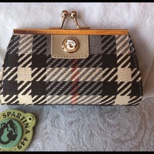 NWT Spartina 449 Leather and linen coin purse